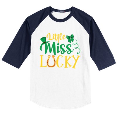 Funny Irish St Patricks Day Shenanigans Little Miss Lucky Funny Gift Baseball Sleeve Shirt