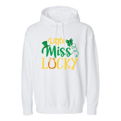 Funny Irish St Patricks Day Shenanigans Little Miss Lucky Funny Gift Garment-Dyed Fleece Hoodie