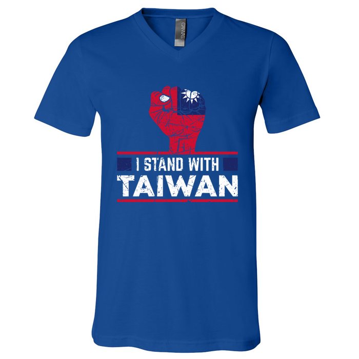 Fist I Stand With Taiwan Vintage Gift V-Neck T-Shirt