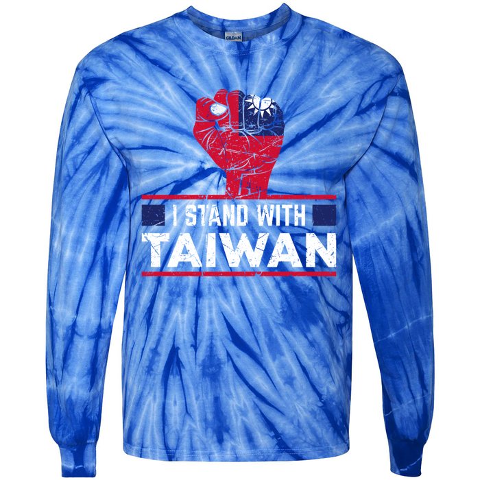 Fist I Stand With Taiwan Vintage Gift Tie-Dye Long Sleeve Shirt