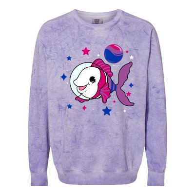 Fish In Space Bisexual Pride Gift Colorblast Crewneck Sweatshirt