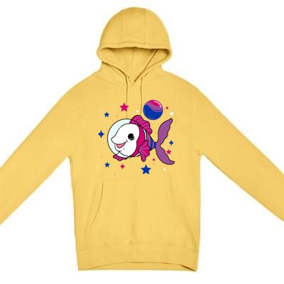 Fish In Space Bisexual Pride Gift Premium Pullover Hoodie