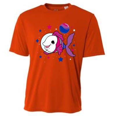 Fish In Space Bisexual Pride Gift Cooling Performance Crew T-Shirt