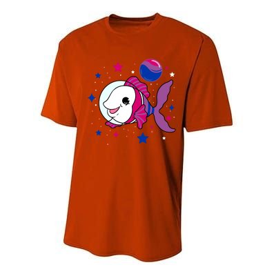 Fish In Space Bisexual Pride Gift Performance Sprint T-Shirt