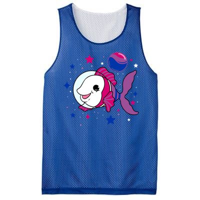 Fish In Space Bisexual Pride Gift Mesh Reversible Basketball Jersey Tank