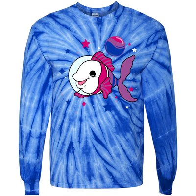 Fish In Space Bisexual Pride Gift Tie-Dye Long Sleeve Shirt