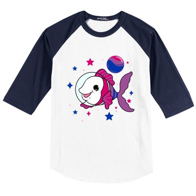 Fish In Space Bisexual Pride Gift Baseball Sleeve Shirt