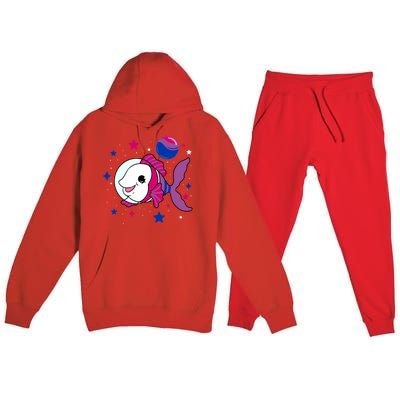 Fish In Space Bisexual Pride Gift Premium Hooded Sweatsuit Set