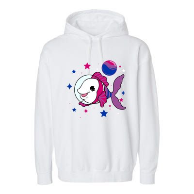 Fish In Space Bisexual Pride Gift Garment-Dyed Fleece Hoodie