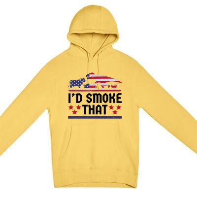 Funny ID Smoke That Bbq Barbeque Patriot Dinosaur Premium Pullover Hoodie