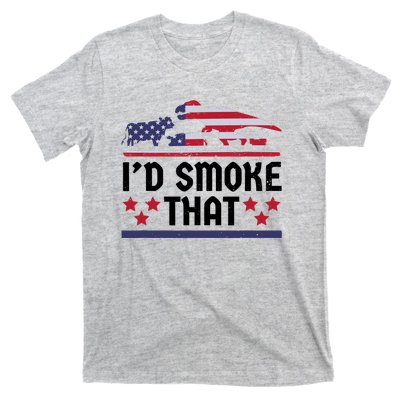 Funny ID Smoke That Bbq Barbeque Patriot Dinosaur T-Shirt