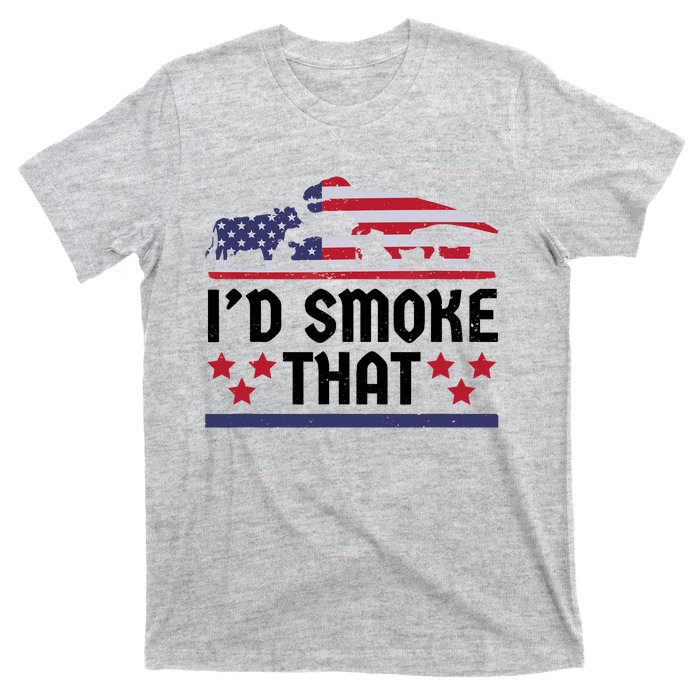 Funny ID Smoke That Bbq Barbeque Patriot Dinosaur T-Shirt