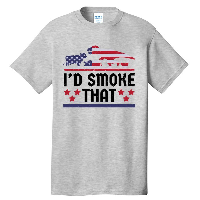 Funny ID Smoke That Bbq Barbeque Patriot Dinosaur Tall T-Shirt