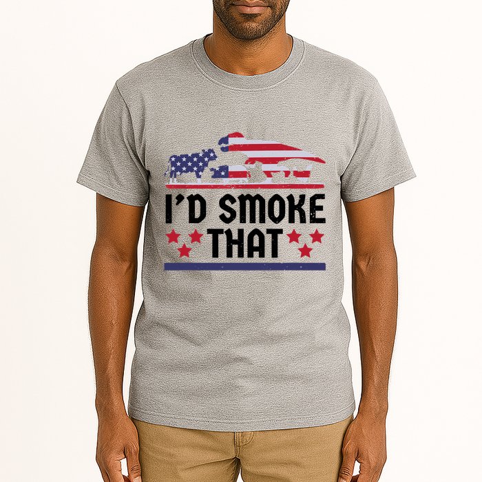 Funny ID Smoke That Bbq Barbeque Patriot Dinosaur Tall T-Shirt