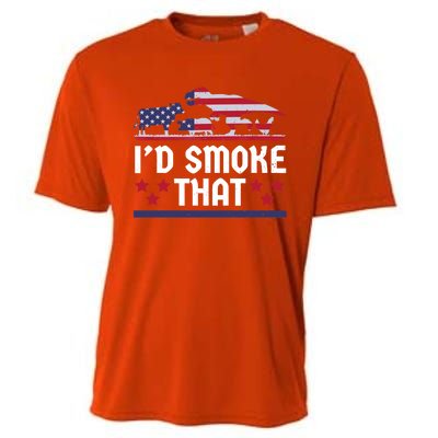 Funny ID Smoke That Bbq Barbeque Patriot Dinosaur Cooling Performance Crew T-Shirt