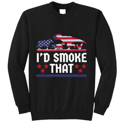 Funny ID Smoke That Bbq Barbeque Patriot Dinosaur Sweatshirt