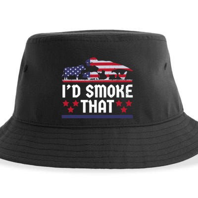 Funny ID Smoke That Bbq Barbeque Patriot Dinosaur Sustainable Bucket Hat