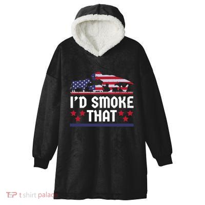 Funny ID Smoke That Bbq Barbeque Patriot Dinosaur Hooded Wearable Blanket