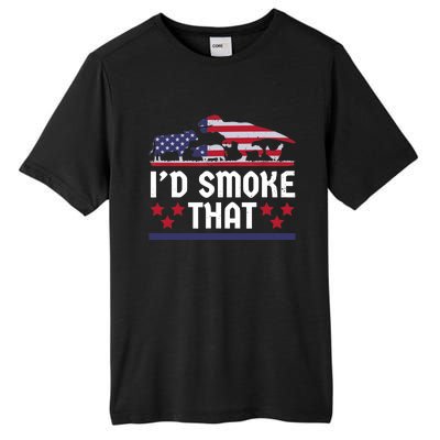 Funny ID Smoke That Bbq Barbeque Patriot Dinosaur Tall Fusion ChromaSoft Performance T-Shirt