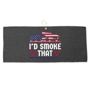 Funny ID Smoke That Bbq Barbeque Patriot Dinosaur Large Microfiber Waffle Golf Towel