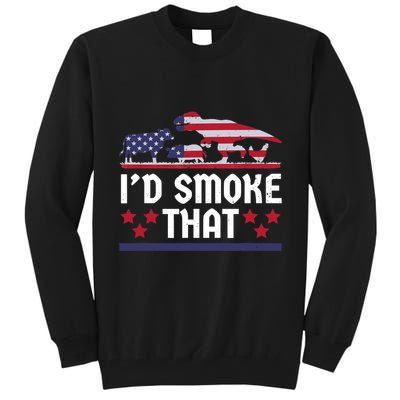 Funny ID Smoke That Bbq Barbeque Patriot Dinosaur Tall Sweatshirt