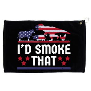 Funny ID Smoke That Bbq Barbeque Patriot Dinosaur Grommeted Golf Towel