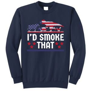 Funny ID Smoke That Bbq Barbeque Patriot Dinosaur Sweatshirt