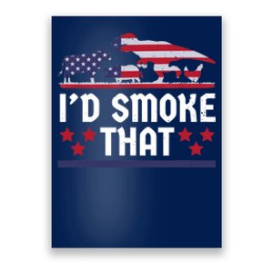 Funny ID Smoke That Bbq Barbeque Patriot Dinosaur Poster