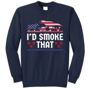 Funny ID Smoke That Bbq Barbeque Patriot Dinosaur Tall Sweatshirt