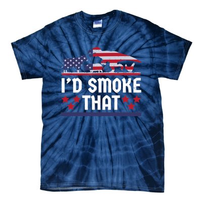 Funny ID Smoke That Bbq Barbeque Patriot Dinosaur Tie-Dye T-Shirt