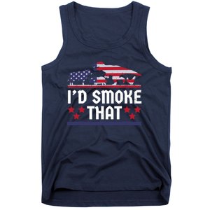 Funny ID Smoke That Bbq Barbeque Patriot Dinosaur Tank Top