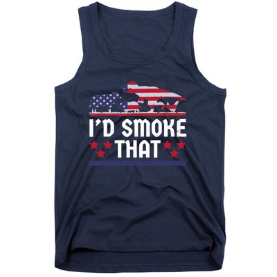 Funny ID Smoke That Bbq Barbeque Patriot Dinosaur Tank Top