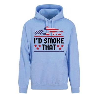 Funny ID Smoke That Bbq Barbeque Patriot Dinosaur Unisex Surf Hoodie