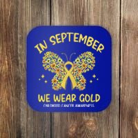 Floral In September We Wear Gold Hood Cancer Awareness Funny Gift Coaster