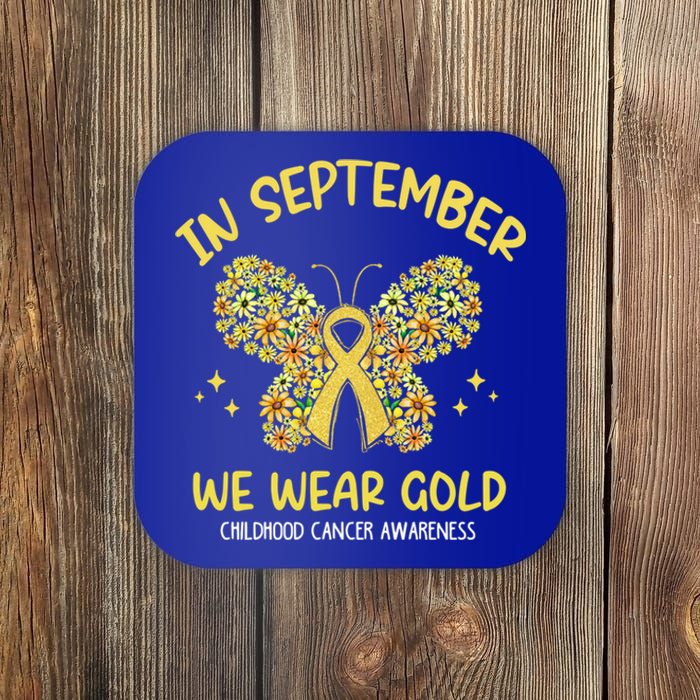 Floral In September We Wear Gold Hood Cancer Awareness Funny Gift Coaster