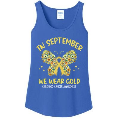 Floral In September We Wear Gold Hood Cancer Awareness Funny Gift Ladies Essential Tank