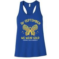 Floral In September We Wear Gold Hood Cancer Awareness Funny Gift Women's Racerback Tank