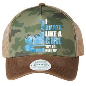 Funny I Skate Like A Girl Hockey Girl Great Gift Legacy Tie Dye Trucker Hat