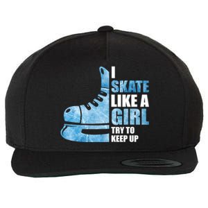 Funny I Skate Like A Girl Hockey Girl Great Gift Wool Snapback Cap