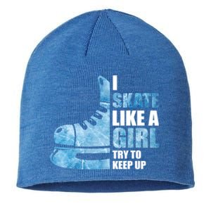 Funny I Skate Like A Girl Hockey Girl Great Gift Sustainable Beanie