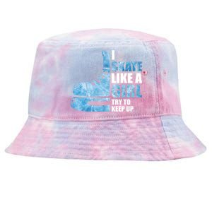 Funny I Skate Like A Girl Hockey Girl Great Gift Tie-Dyed Bucket Hat