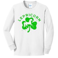 Funny Irish St Patricks Day Sweat Lepricorn Horse Gift Kids Long Sleeve Shirt