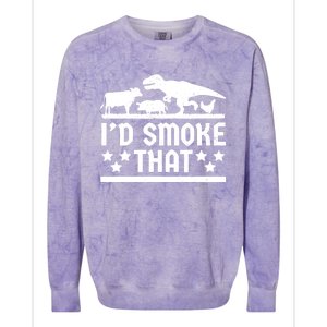 Funny Id Smoke That Bbq Barbeque Dinosaur Colorblast Crewneck Sweatshirt