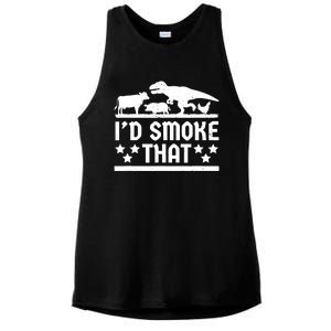 Funny Id Smoke That Bbq Barbeque Dinosaur Ladies PosiCharge Tri-Blend Wicking Tank