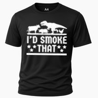 Funny Id Smoke That Bbq Barbeque Dinosaur Cooling Performance Crew T-Shirt