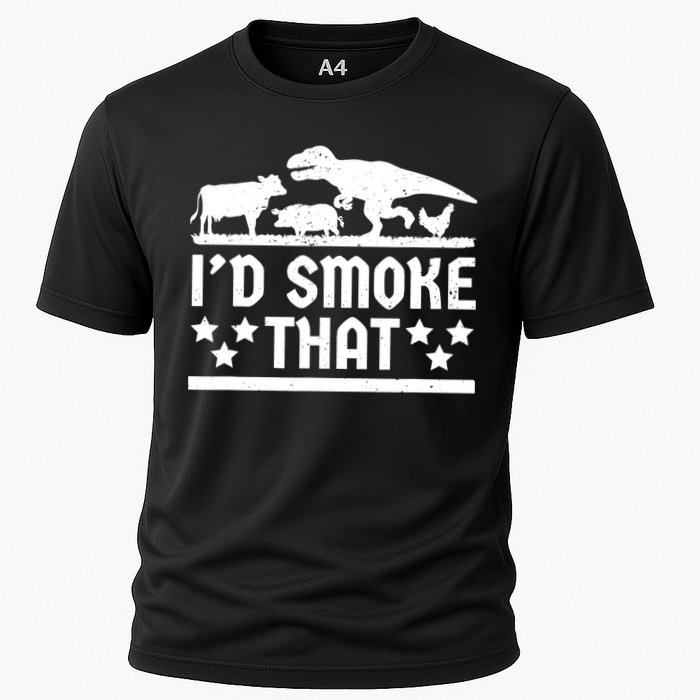 Funny Id Smoke That Bbq Barbeque Dinosaur Cooling Performance Crew T-Shirt