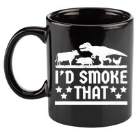 Funny Id Smoke That Bbq Barbeque Dinosaur 11oz C Handle Ceramic Mug