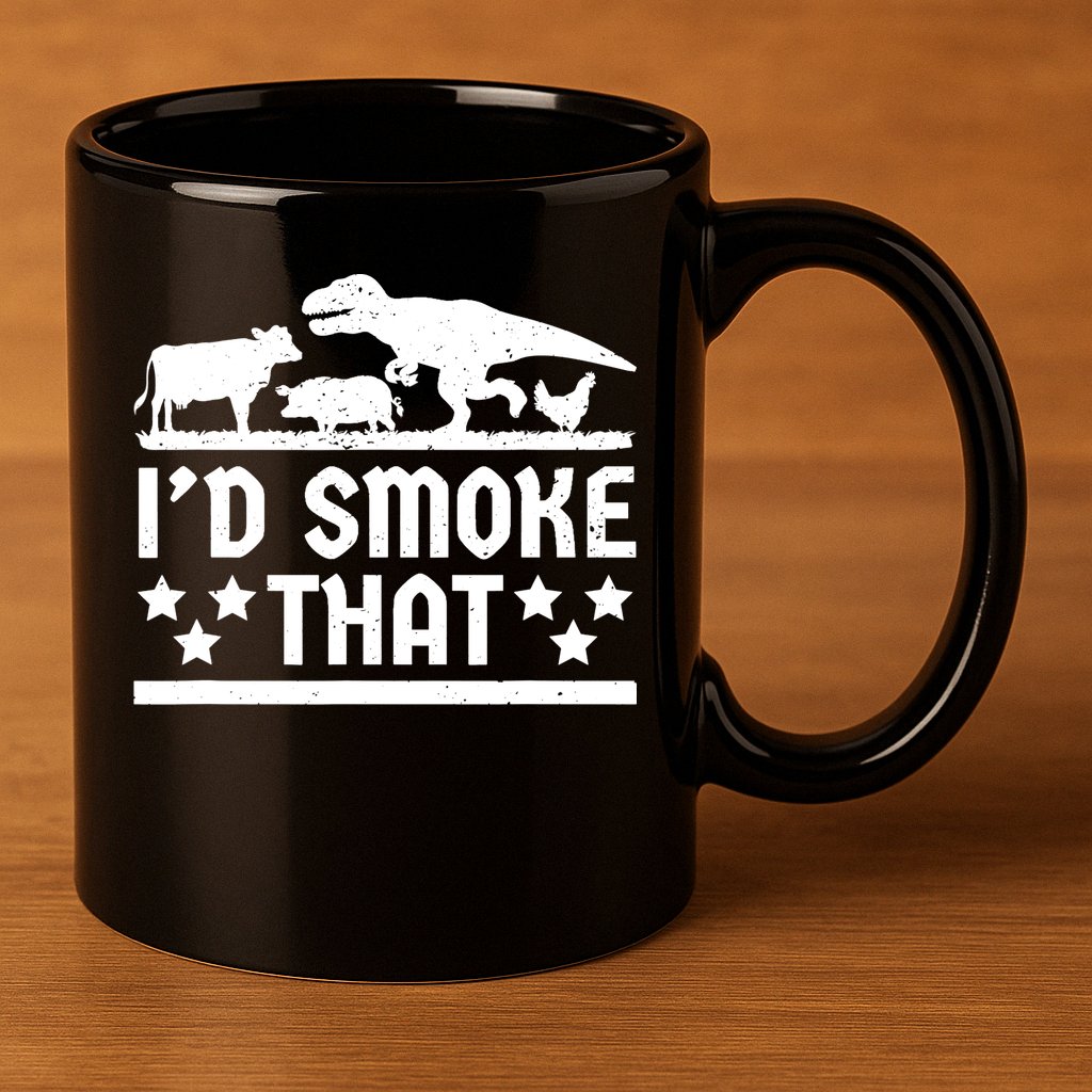 Funny Id Smoke That Bbq Barbeque Dinosaur 11oz C Handle Ceramic Mug