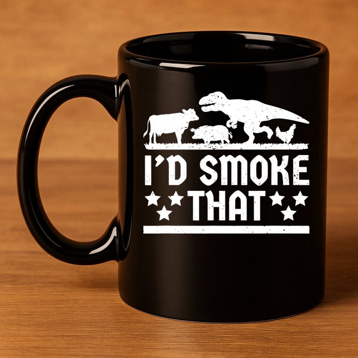 Funny Id Smoke That Bbq Barbeque Dinosaur 11oz C Handle Ceramic Mug