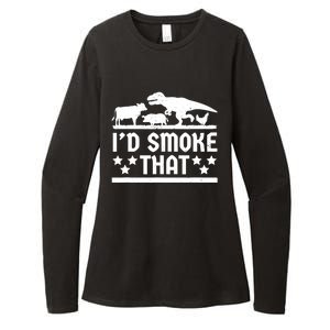 Funny Id Smoke That Bbq Barbeque Dinosaur Womens CVC Long Sleeve Shirt